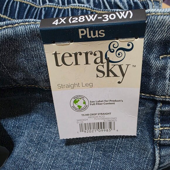 Terra & Sky Cropped Jeans Elastic Back High Rise Women's Plus Size 4X (28W-30W) - Picture 3 of 10